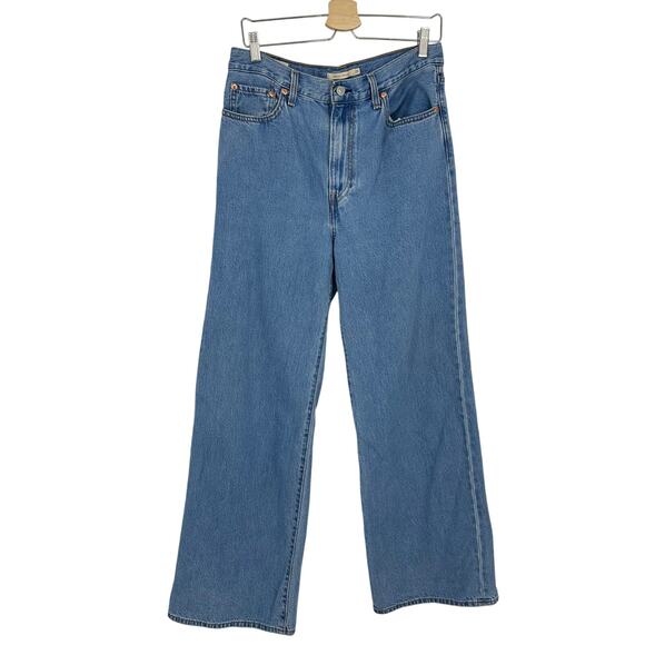 Levi’s Premium Womens Ribcage Wide Leg Jeans Size 29 Blue Minimalist Classic - Picture 1 of 14
